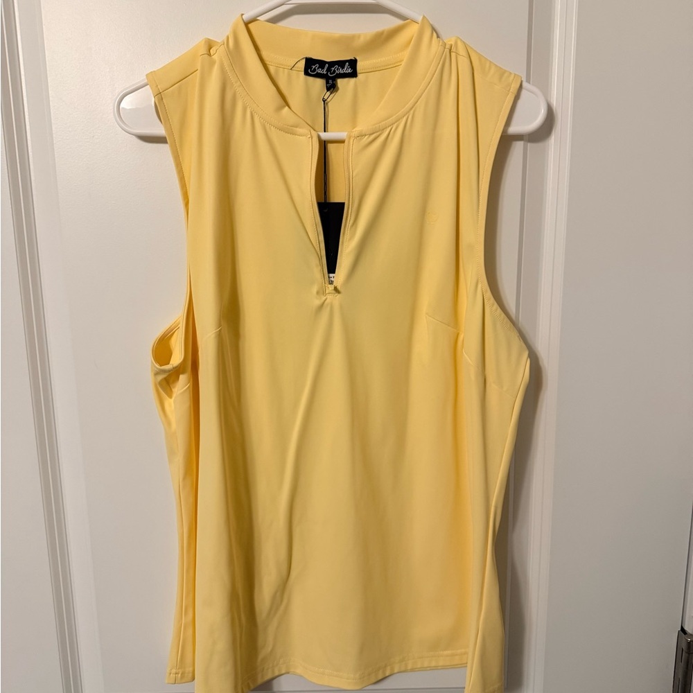 Bad Birdie Light Yellow Zip Tank Top